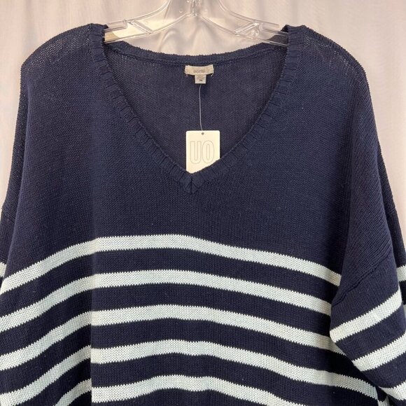 Ecote Womens Pullover Sweater Multicolor Striped 3/4 Sleeve V Neck M New - Picture 2 of 11